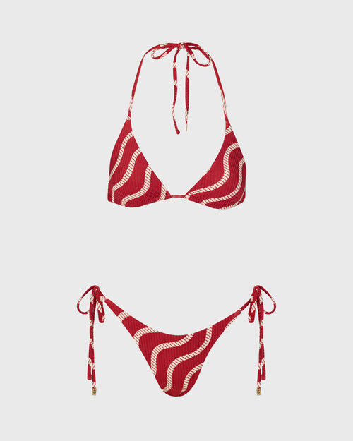 KINGSTON - Bespoke Red Wave Bikini Set