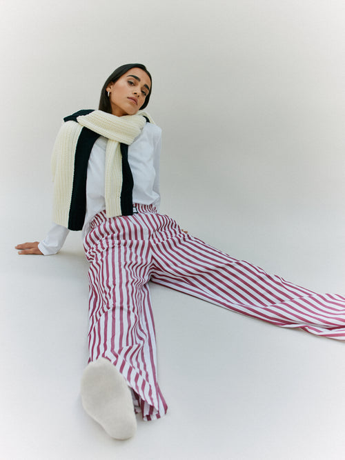 JANEIRO - Oxblood Red and White Stripe Trouser