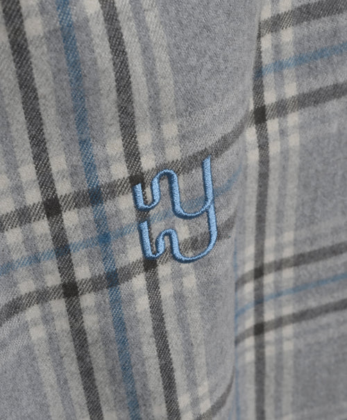 BRAEMAR Oversized Ice Grey Plaid Flannel Shirt