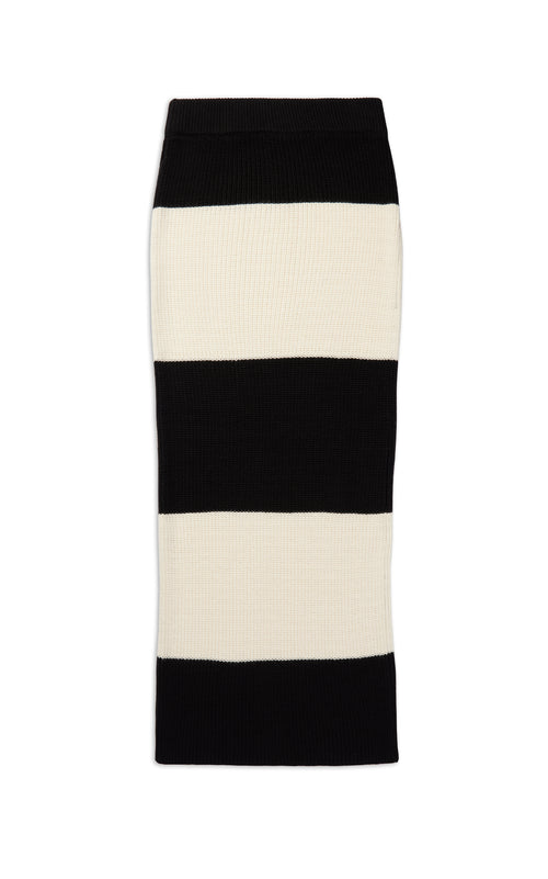 LAUSANNE - Graphic Stripe Knitted Midi Skirt