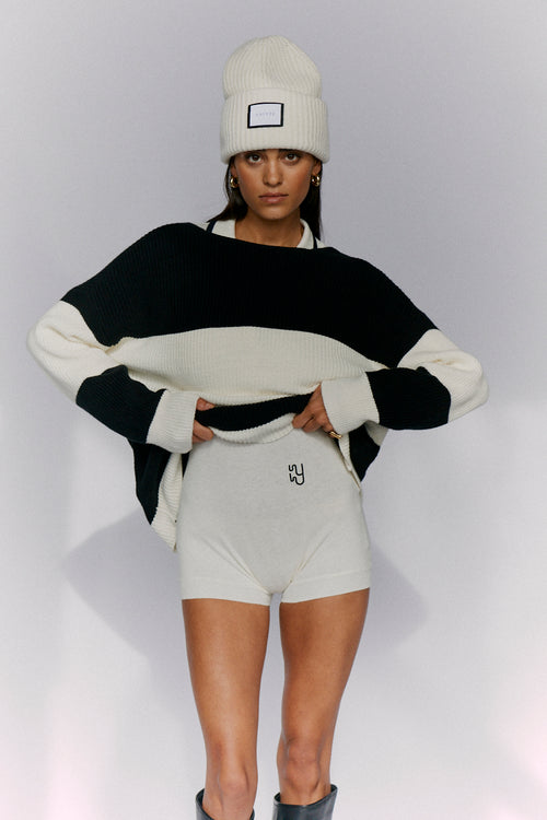 LAUSANNE - V Neck Graphic Stripe Knitted Jumper