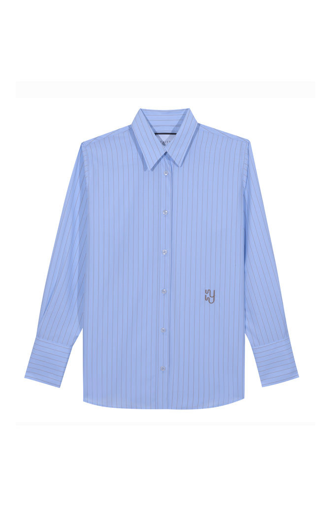 PUGLIA - Baby Blue and Cappuccino Striped Shirt