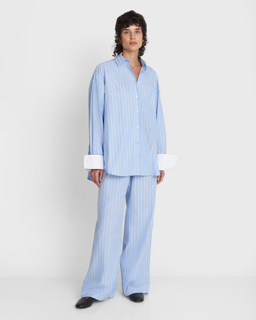 FARO Oversized Blue Striped Shirt