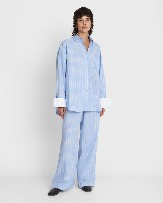 FARO Oversized Blue Striped Shirt