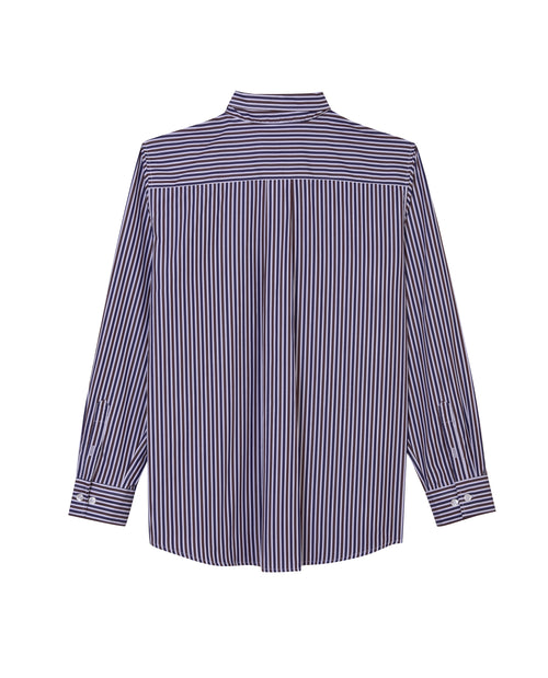 BUOY - Chocolate & Navy Fine Stripe Shirt