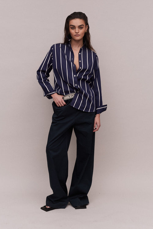 BUOY - Wide Navy Stripe Shirt