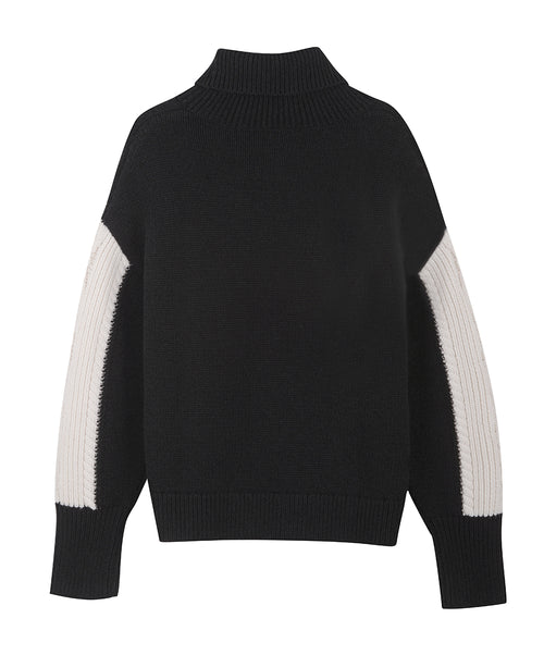 MAINE - Black & White Chunky Knit Turtleneck