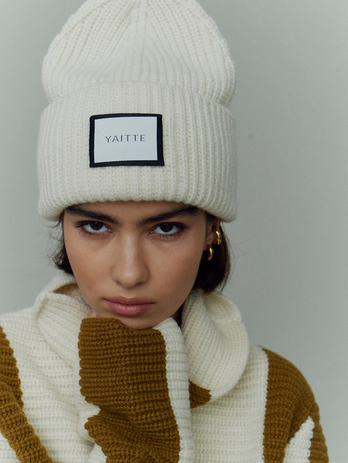 BEANIE - Off-White Knitted Hat