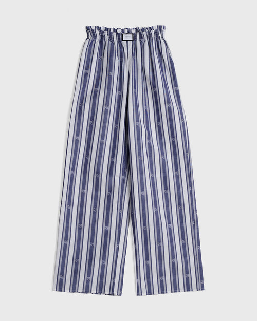 JANEIRO - Bespoke Navy Stripe Cotton Trouser