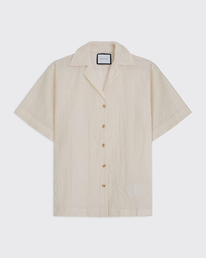 BONDI - Ivory Embroidered PJ Shirt