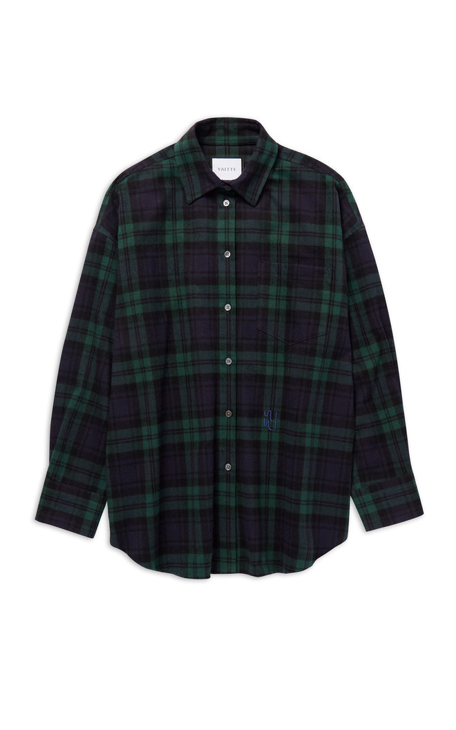 BRAEMAR - Oversized Heritage Green Plaid Flannel Shirt