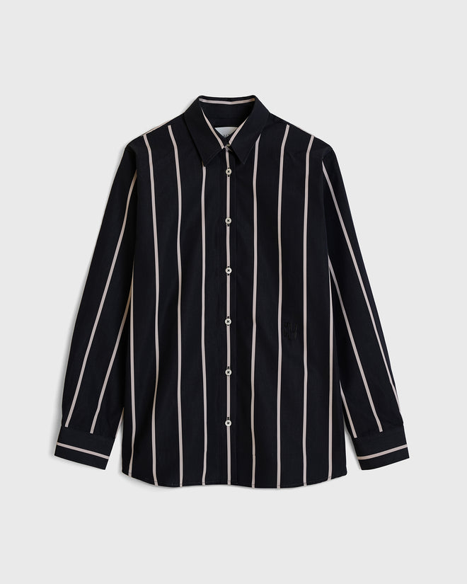 BUOY - Bespoke Black and Tofu Stripe Shirt