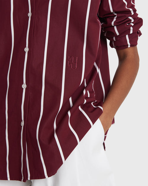 BUOY - Bespoke Oxblood Red Striped Shirt