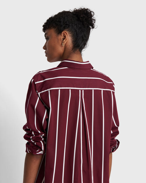 BUOY - Bespoke Oxblood Red Striped Shirt