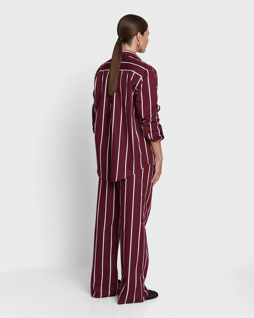 BUOY - Bespoke Oxblood Red Striped Shirt