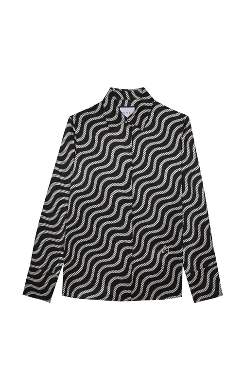 FIJI - Bespoke Navy Wave Striped Shirt