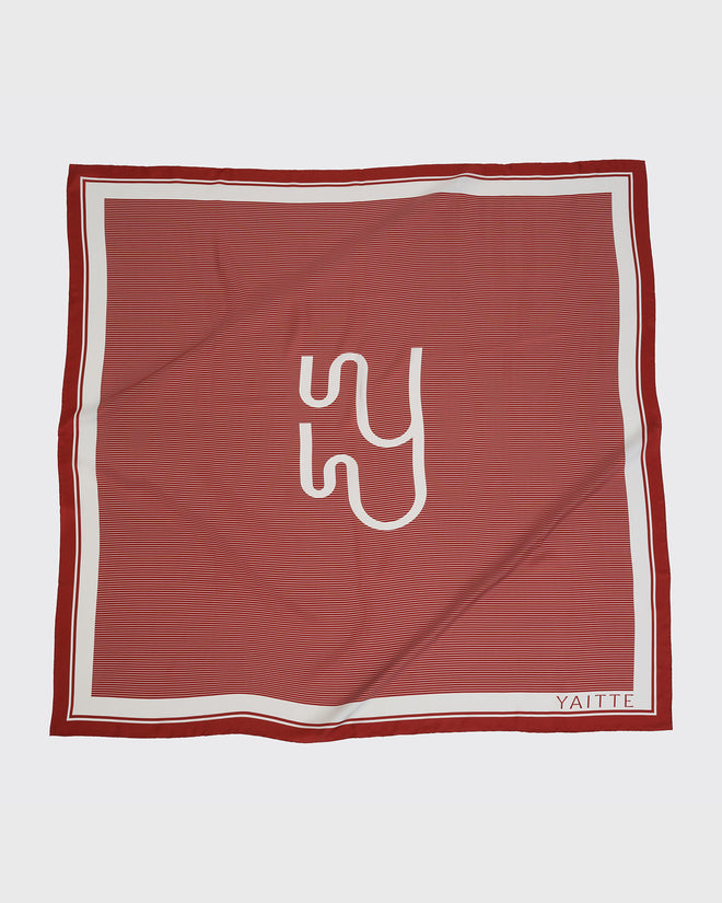 SAIL - Large Rust Red Monogram Print Silk Sarong