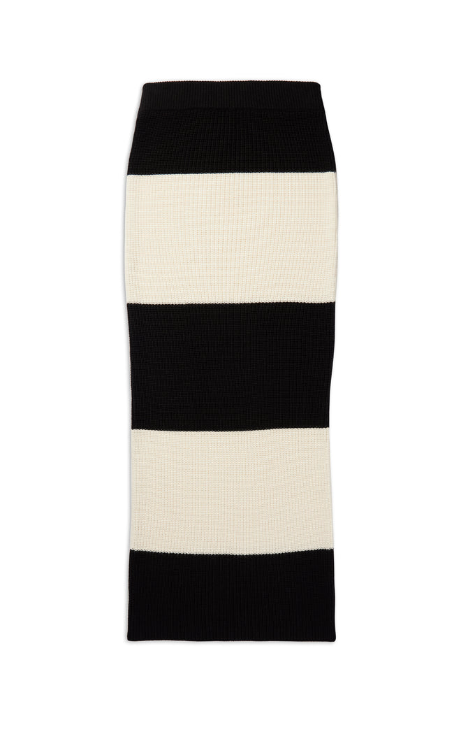 LAUSANNE - Graphic Stripe Knitted Midi Skirt
