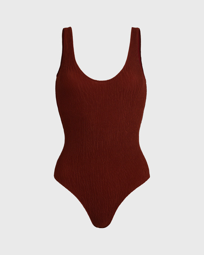 Mar - Chocolate Brown Crinkle Swimsuit