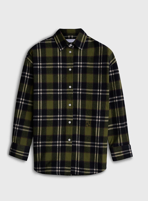 BRAEMAR - Khaki Green Plaid Shirt
