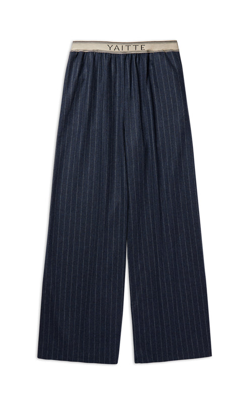 TULUM - Navy Flannel Chalk Stripe Trouser