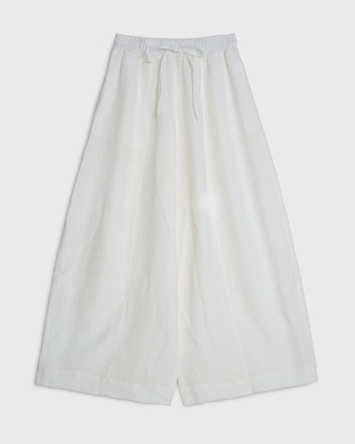 SOLLER - White Wide Leg Linen Trouser