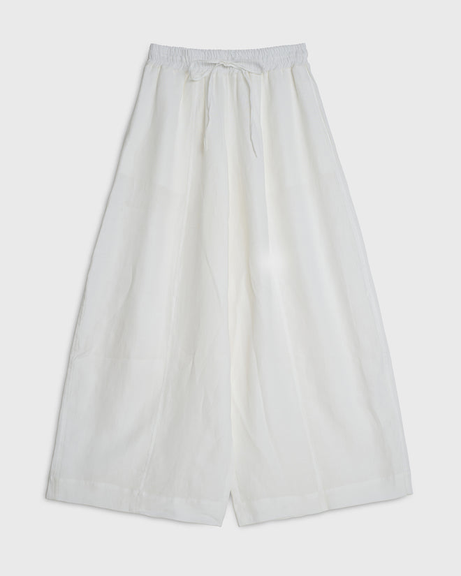 SOLLER - White Wide Leg Linen Trouser