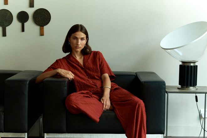 BONDI - Burnt Orange Embroidered Trouser