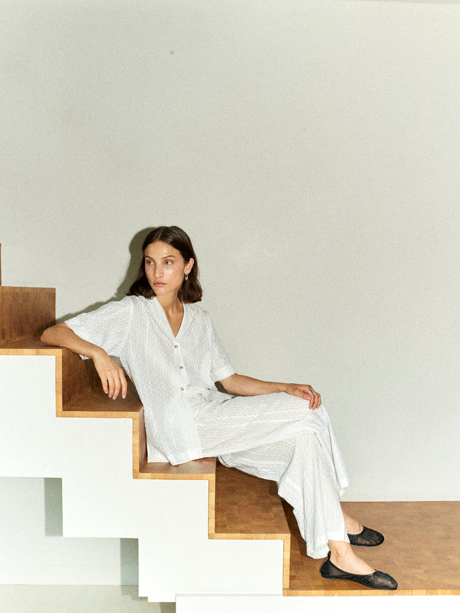 BONDI - Ivory Embroidered Trouser