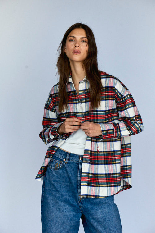 BRAEMAR - Oversized Festive Plaid Flannel Shirt