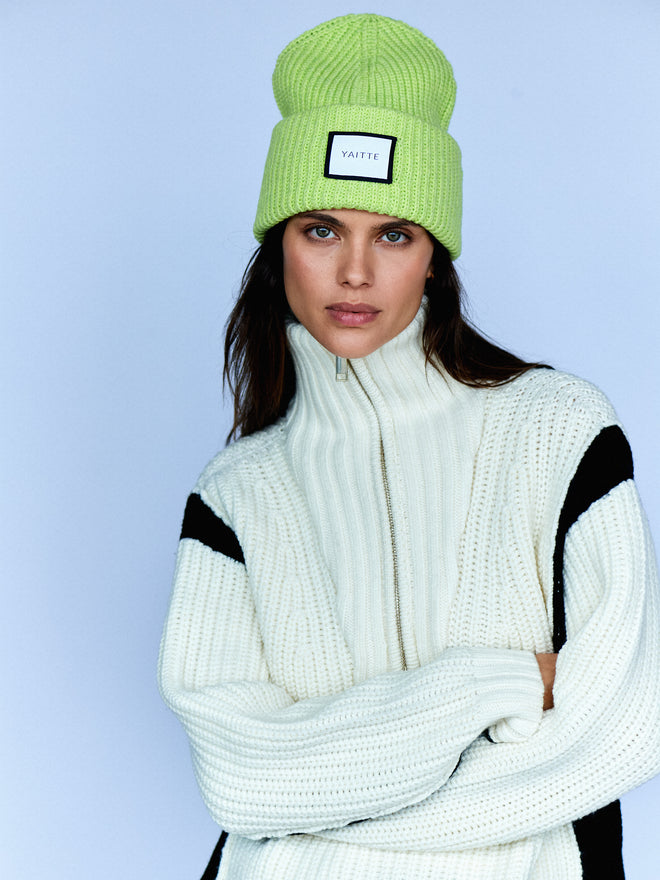 HAMPTON - Black & Off White Chunky Zip-Neck Sweater