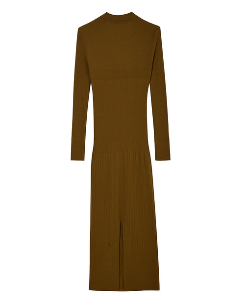 ASPEN - Warm Bronze Ribbed Knitted Dress