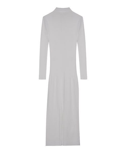 ASPEN - White Ribbed Knitted Dress