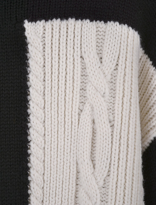 MAINE - Black & White Chunky Knit Turtleneck