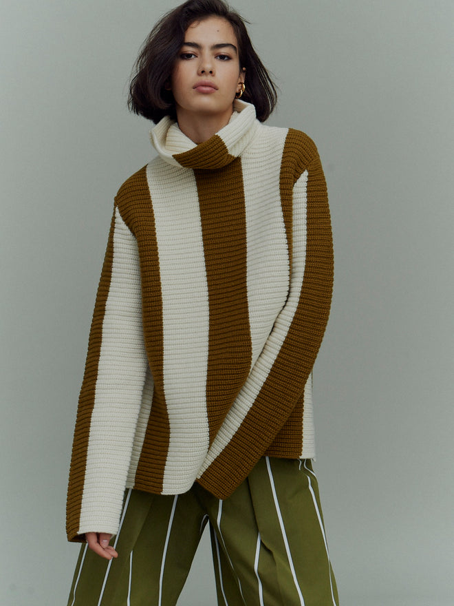MAST - Striped Jumper Warm Bronze